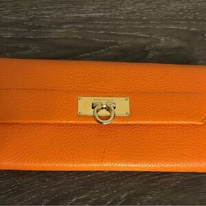 Salvatore Ferragamo Orange Leather Wallet